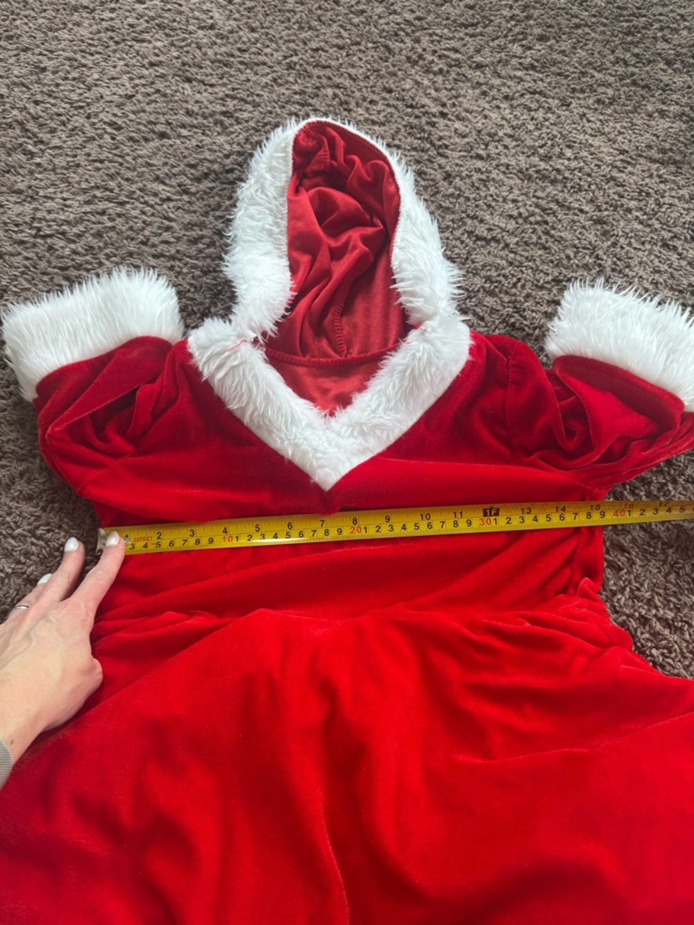 Santa Clause Dress with Tulle Skirt Girls Red Velvet Costume M 10 12 - Picture 6 of 6